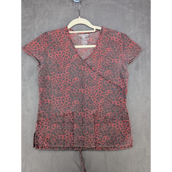 Ecko Unltd Scrub Nurse Top Shirt Small Womens Ladies Red Black - Picture 1 of 5